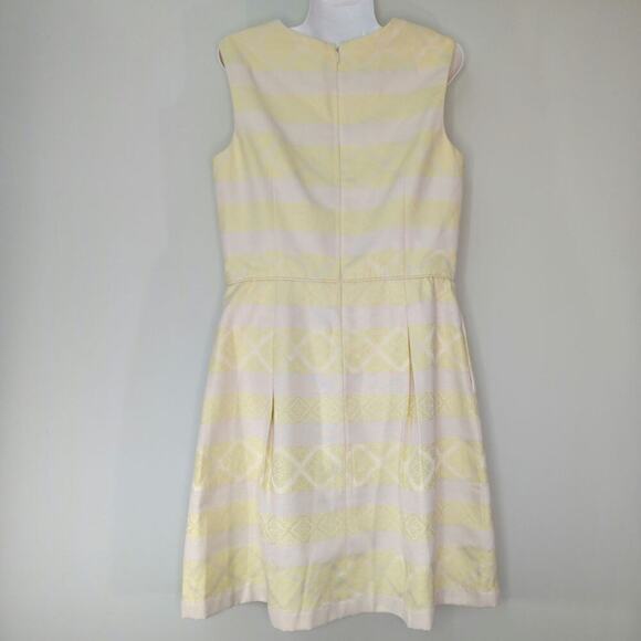 Maggy London Women Yellow Cocktail Dress Pleated Pearl Neck Size 12 - Picture 6 of 12